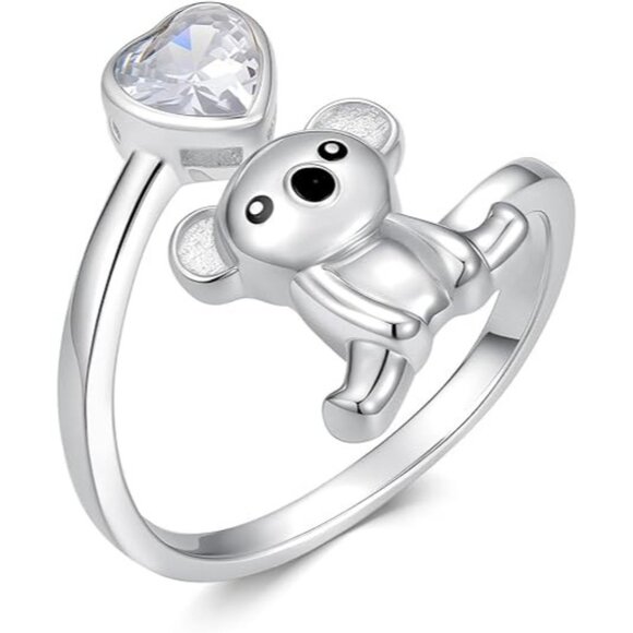 Koala Animal Finger Rings for Women 925 Sterling Silver